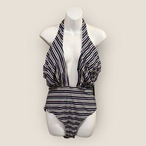 Striped Halter One-Piece Swimsuit By Cupshe Womens Swimwear Size L New Swim